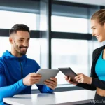 Home 10 퍼스널트레이너 고객 데이터 관리법 - **Prompt for Initial Data Collection:**
"A bright, modern gym office or consultation room. A fri...