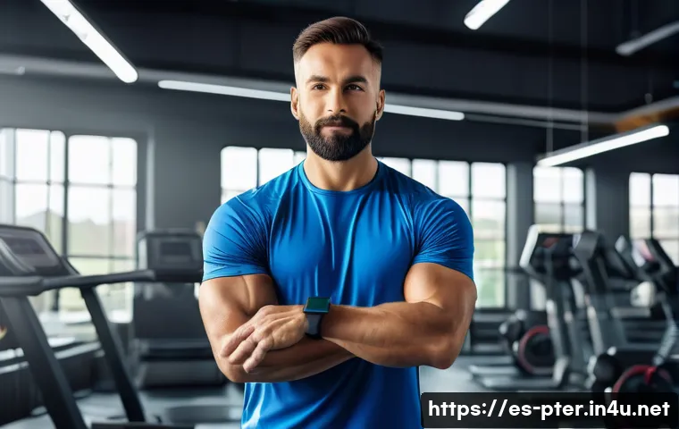 퍼스널트레이너의 운동 과학 연구 트렌드 - A modern fitness coach wearing smart casual athletic wear, demonstrating a personalized training ses...