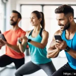 퍼스널트레이너의 운동 목표 설정 전략 - A diverse group of adults in a modern gym setting, engaging in a variety of exercises including stre...
