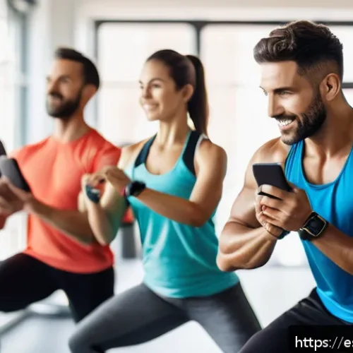 퍼스널트레이너의 운동 목표 설정 전략 - A diverse group of adults in a modern gym setting, engaging in a variety of exercises including stre...