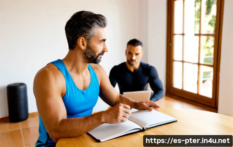 Home 11 퍼스널트레이너 고객과의 분쟁 해결 방법 - Photorealistic private fitness studio in Spain, a professional personal trainer and an adult client ...